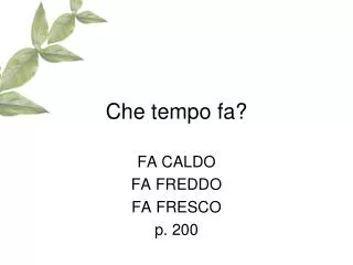 che tempo fa
