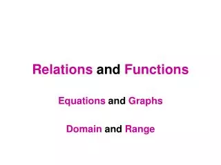 Relations and Functions