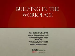 Bullying in the Workplace