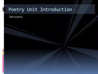 Poetry Unit Introduction