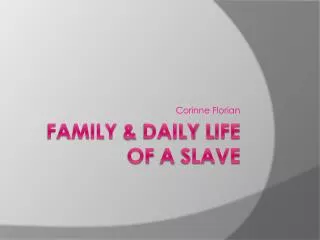 Family &amp; daily l ife of a slave