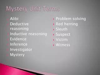 Mystery Unit Terms