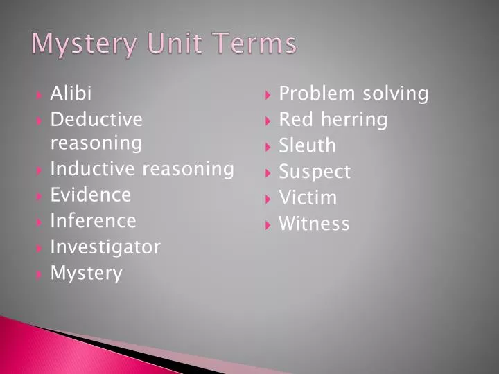 mystery unit terms