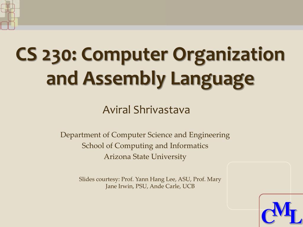 PPT - CS 230: Computer Organization and Assembly Language PowerPoint ...