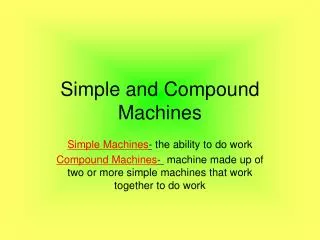 simple and compound machines