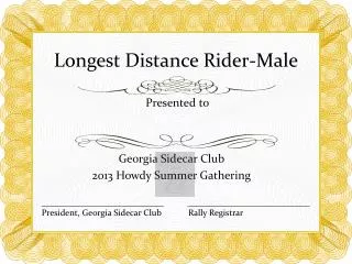 Longest Distance Rider-Male