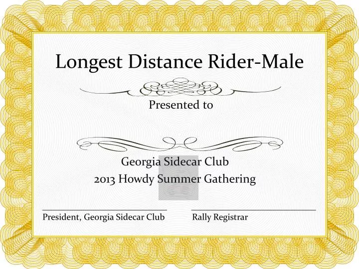 longest distance rider male