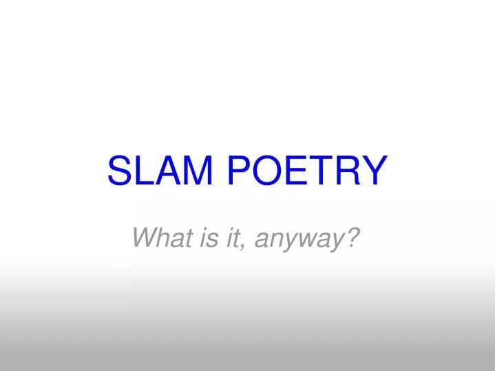 slam poetry