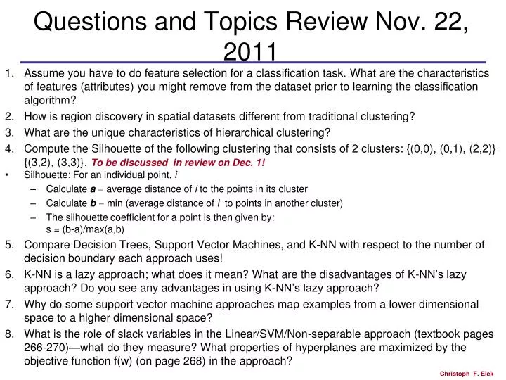 questions and topics review nov 22 2011
