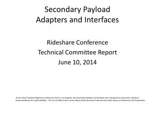 Secondary Payload Adapters and Interfaces