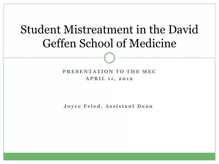student mistreatment in the david geffen school of medicine