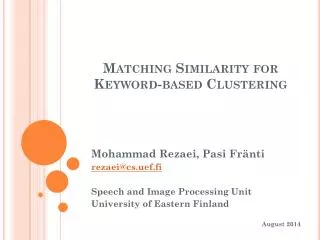 Matching Similarity for Keyword - based Clustering