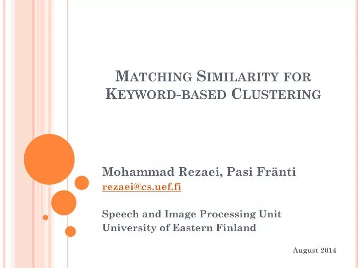 matching similarity for keyword based clustering