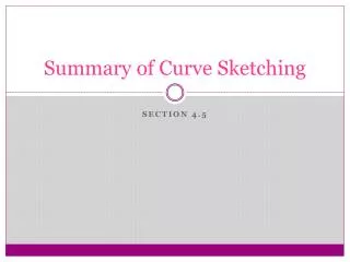 summary of curve sketching