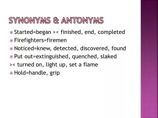 Synonyms &amp; antonyms