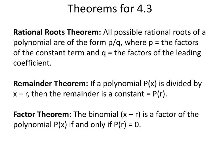 theorems for 4 3