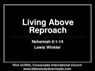 Living Above Reproach