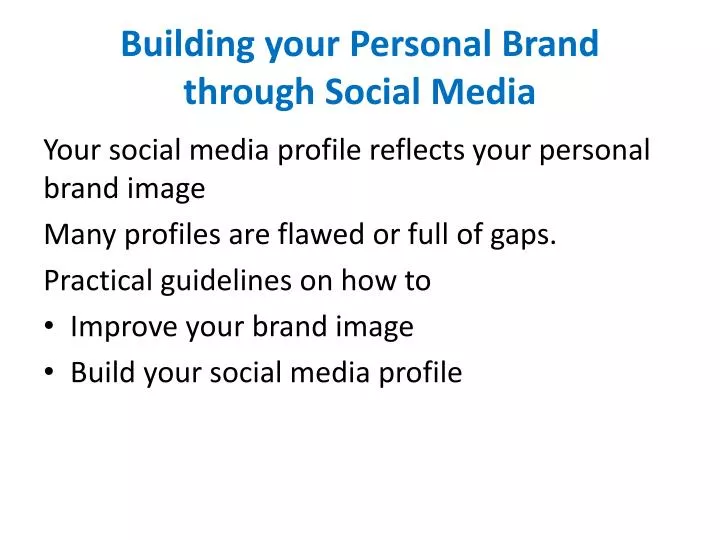 building your personal brand through social media