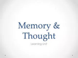 Memory &amp; Thought