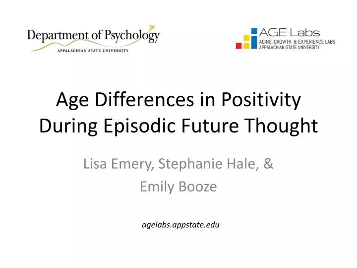 age differences in positivity during episodic future thought