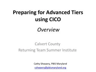 Preparing for Advanced Tiers using CICO