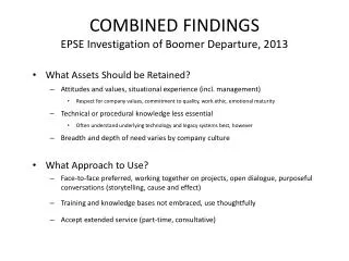 COMBINED FINDINGS EPSE Investigation of Boomer Departure, 2013