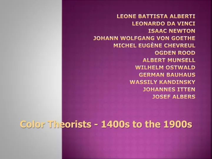 color theorists 1400s to the 1900s