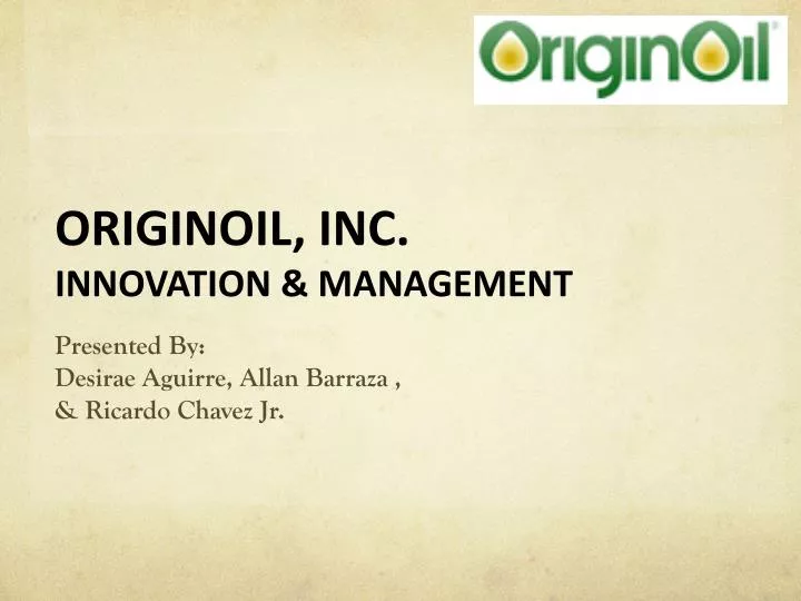 originoil inc innovation management