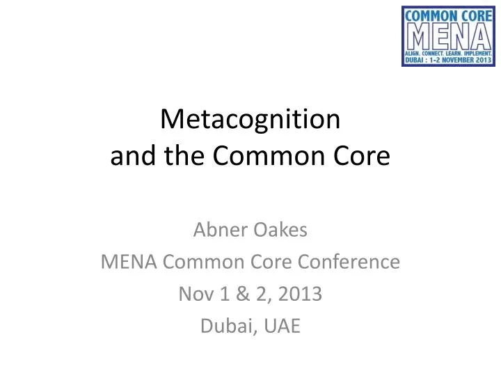metacognition and the common core