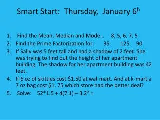 smart start thursday january 6 h