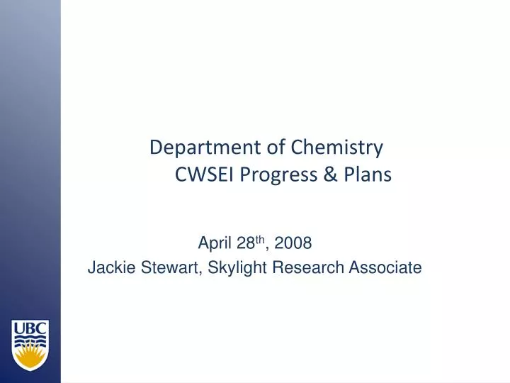 department of chemistry cwsei progress plans