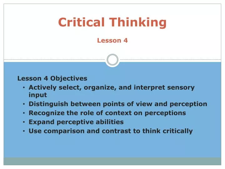 critical thinking lesson 4