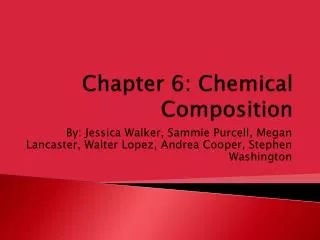 Chapter 6: Chemical Composition