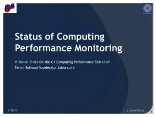Status of Computing Performance Monitoring