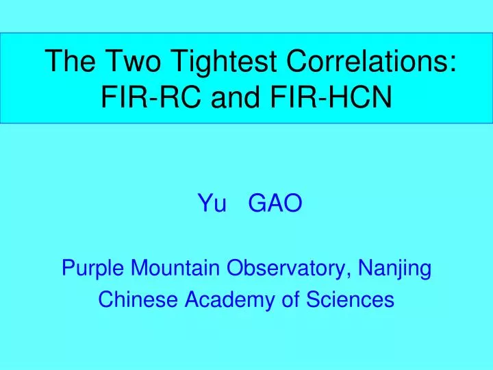 the two t ightest correlations fir rc and fir hcn