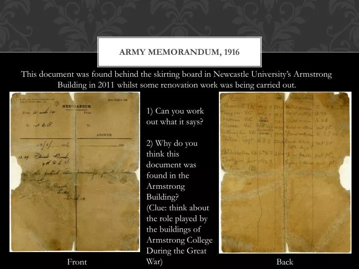 army memorandum 1916