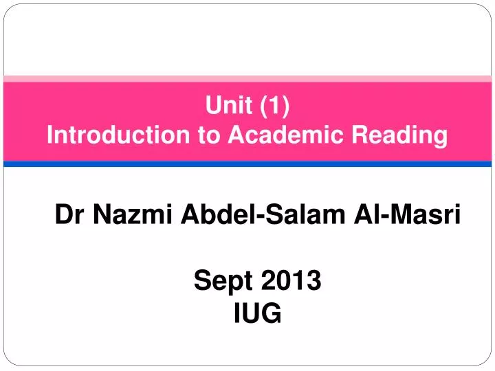 unit 1 introduction to academic reading
