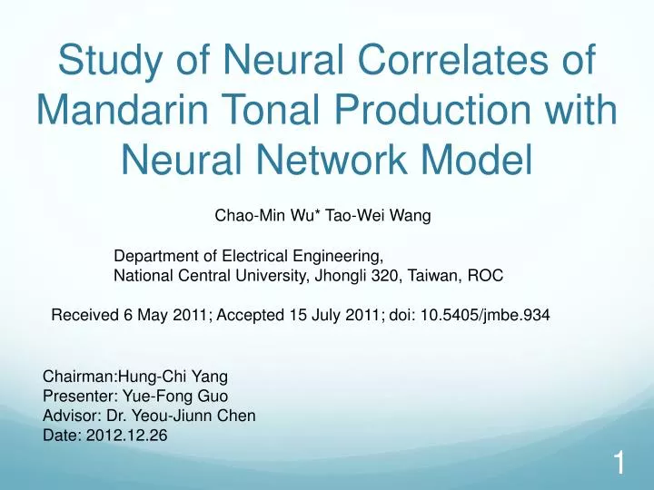 study of neural correlates of mandarin tonal production with neural network model