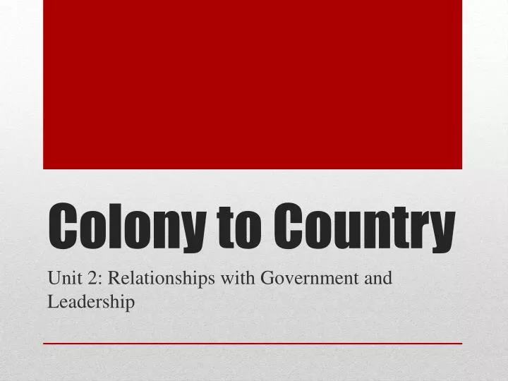 colony to country