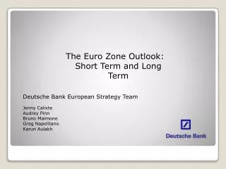 The Euro Zone Outlook: Short Term and Long Term