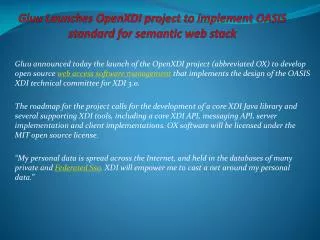 Gluu Launches OpenXDI project to implement OASIS standard f