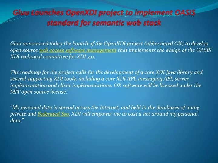 gluu launches openxdi project to implement oasis standard for semantic web stack