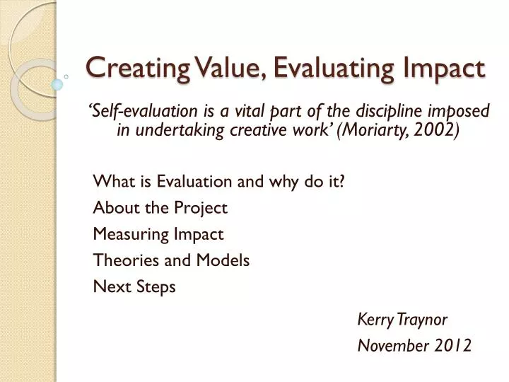 creating value evaluating impact