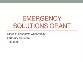 Emergency Solutions Grant