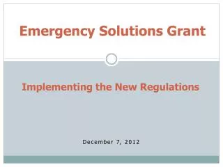 emergency solutions grant