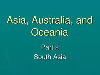 Asia, Australia, and Oceania