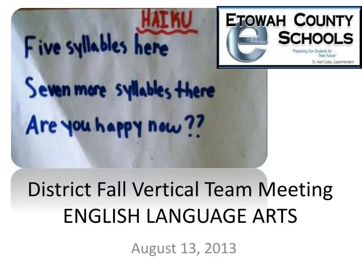 district fall vertical team meeting english language arts