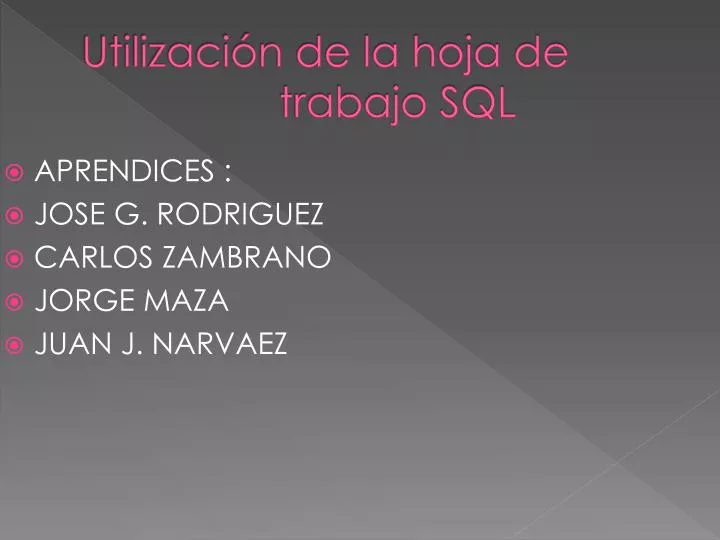 utilizaci n de la hoja de trabajo sql