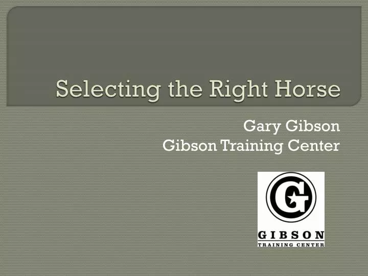 selecting the right horse