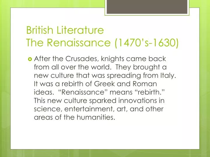 british literature the renaissance 1470 s 1630